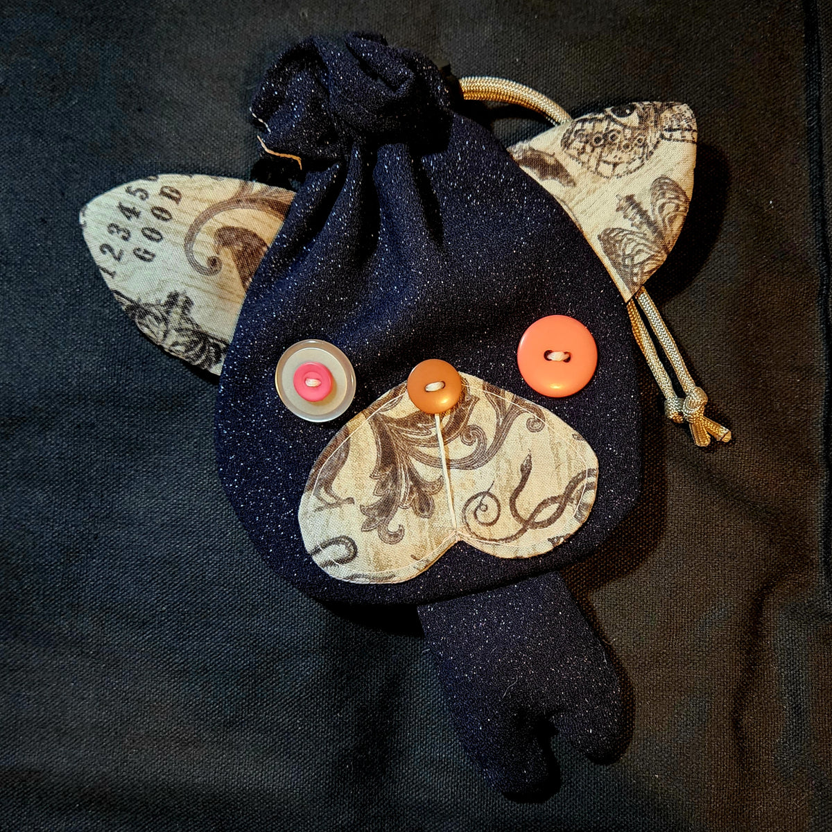 Halloween Black Cat Pink Eye Drawstring Bag