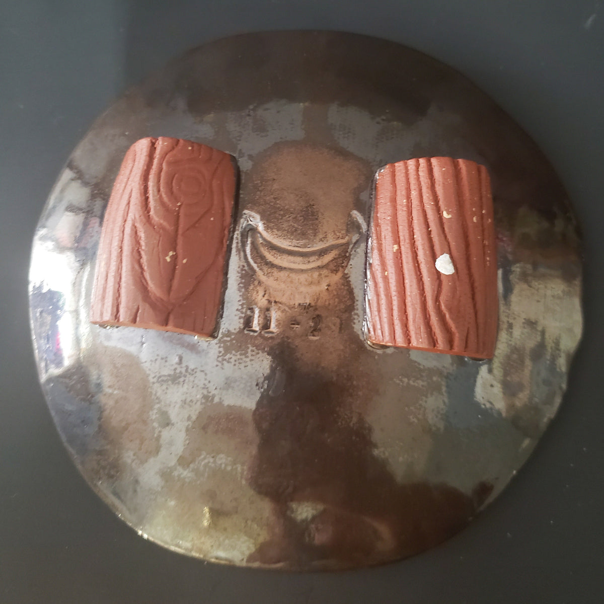 Ceramic Bark Textured Catch All/Trinket Dish Nature Shiny
