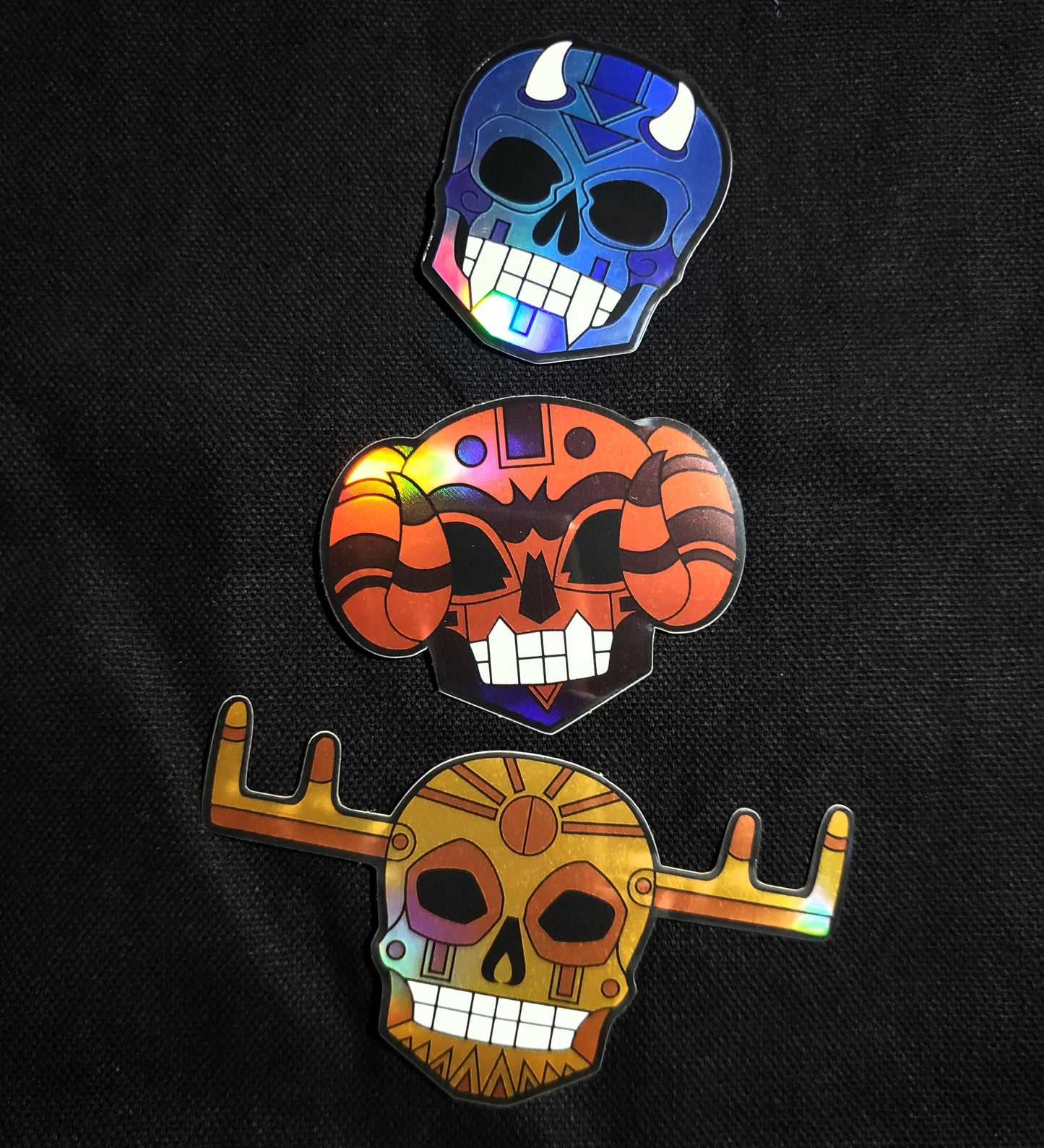 Totem Pole Inspired Skulls Set Holo Stickers