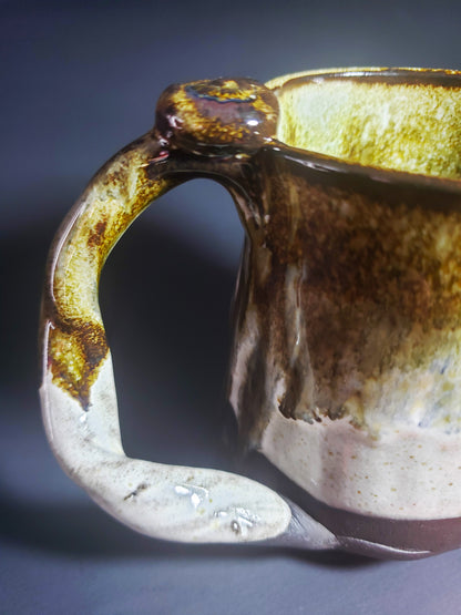Ceramic Mug w/ Twisted Handle & Round Bottom