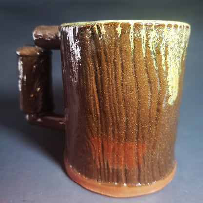 Ceramic Bark Textured Mug w/ Handle