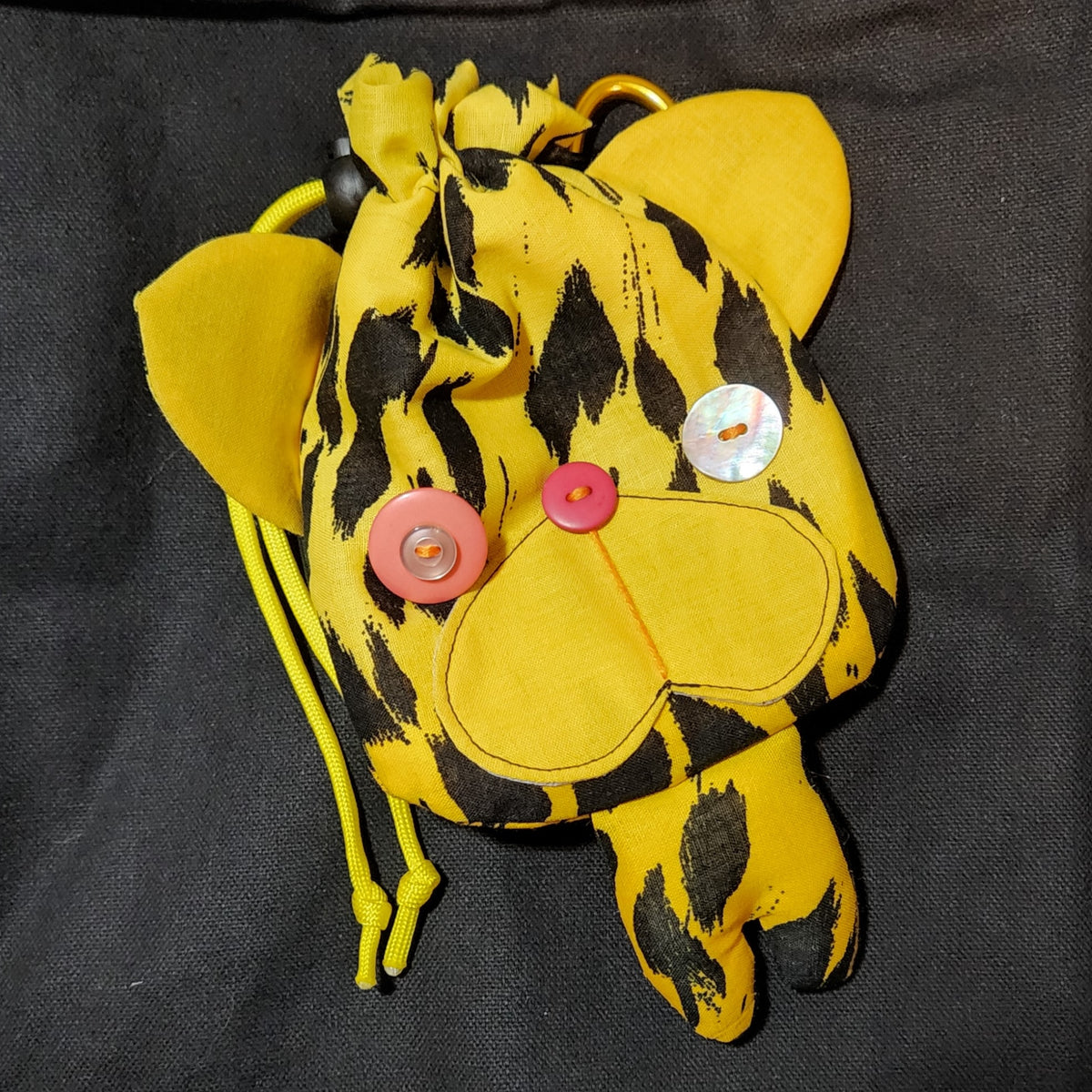 Yellow Cheetah Cat Drawstring Bag