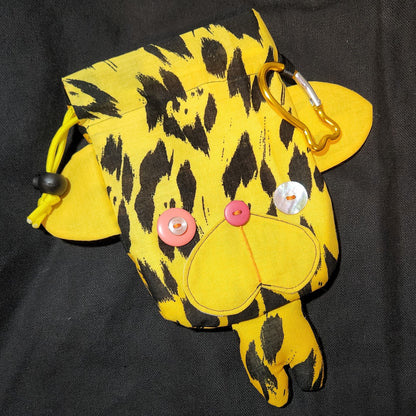 Yellow Cheetah Cat Drawstring Bag