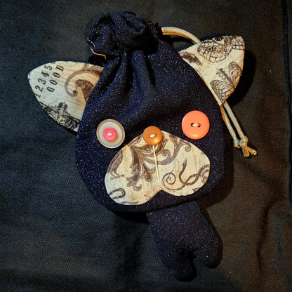 Halloween Black Cat Pink Eye Drawstring Bag