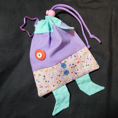 Pink Speckle Fish Drawstring Bag