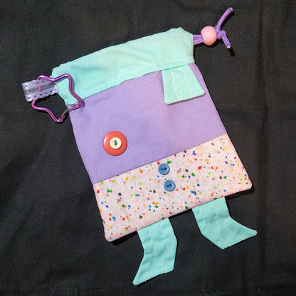 Pink Speckle Fish Drawstring Bag