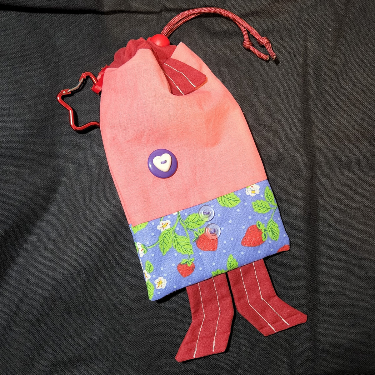 Strawberries Fish Drawstring Bag