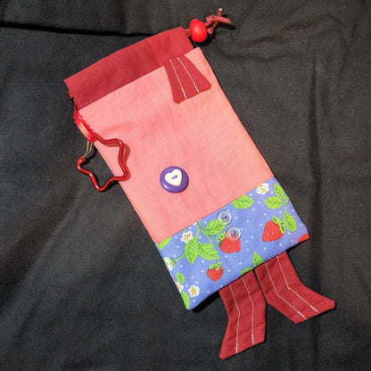 Strawberries Fish Drawstring Bag