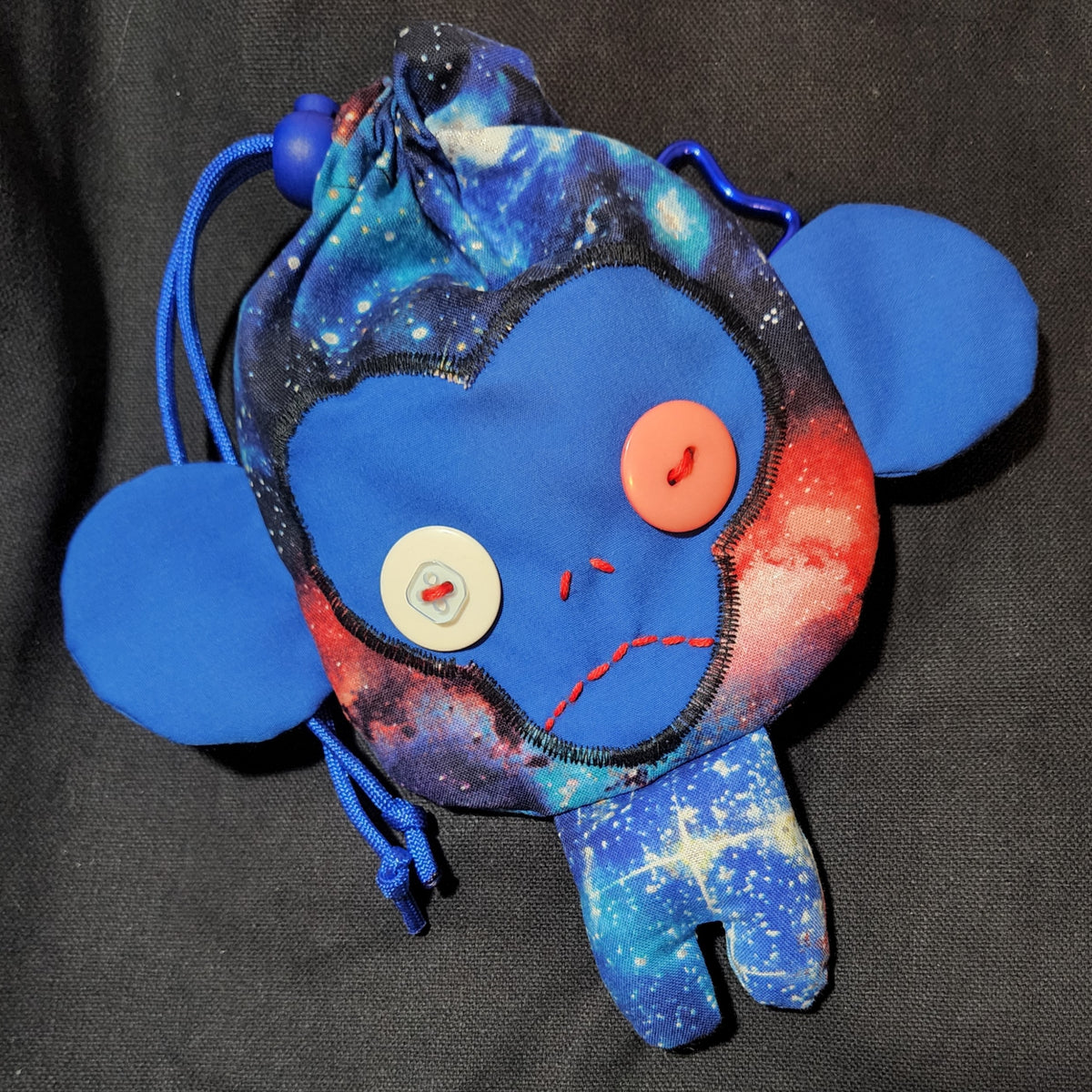 Blue Galaxy Monkey Drawstring Bag