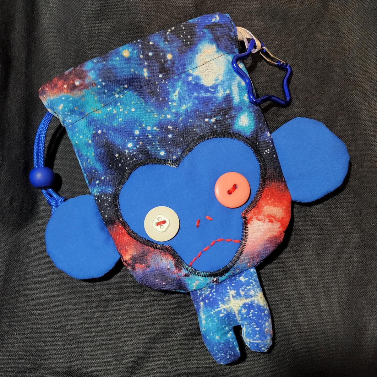 Blue Galaxy Monkey Drawstring Bag