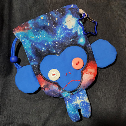 Blue Galaxy Monkey Drawstring Bag