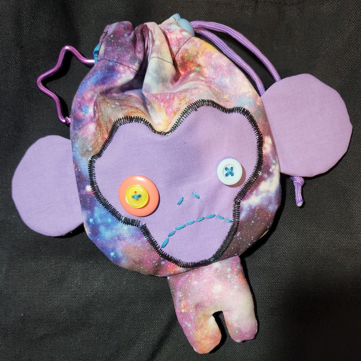 Lilac Galaxy Monkey Drawstring Bag