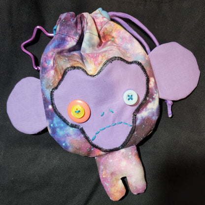 Lilac Galaxy Monkey Drawstring Bag