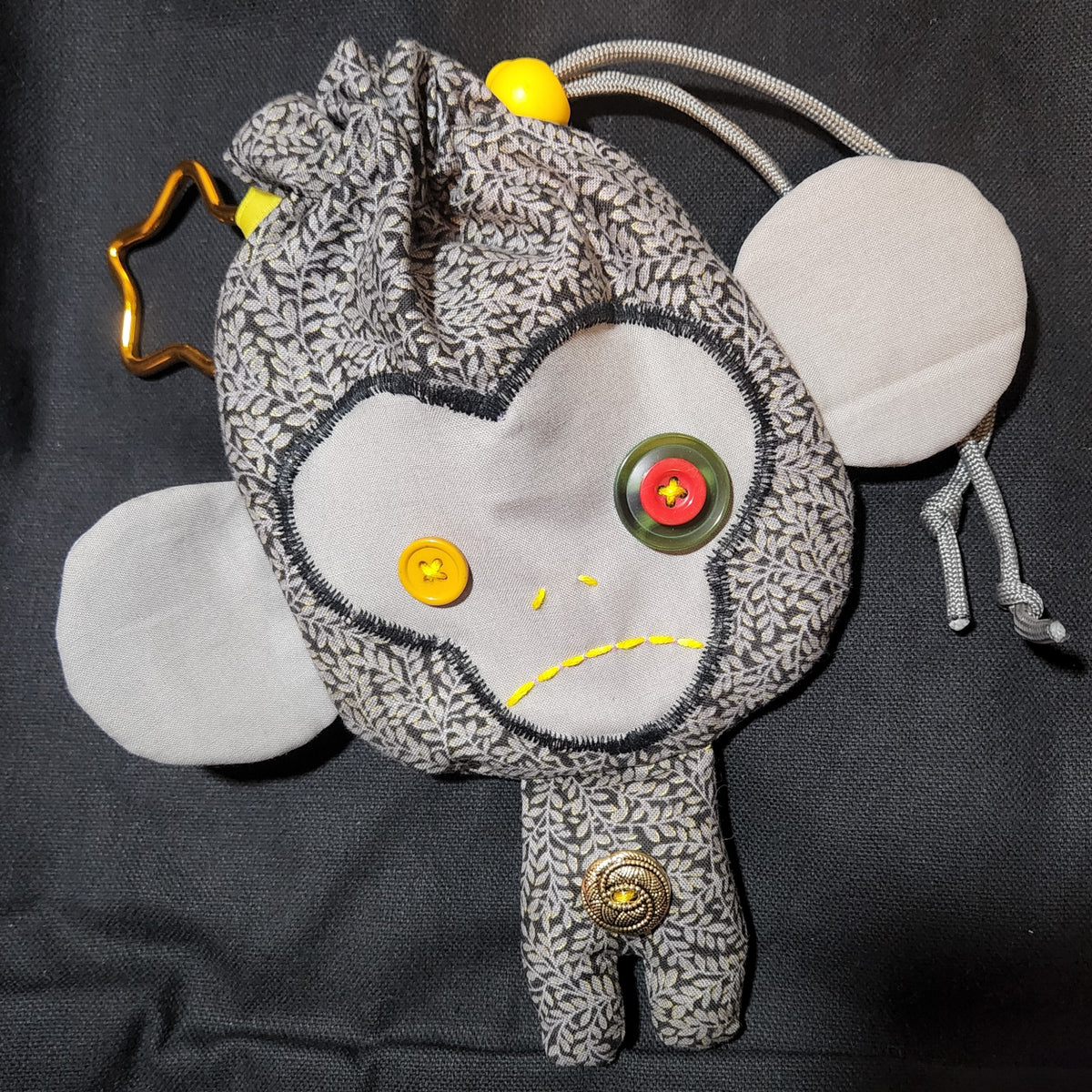 Grey Leaf Monkey Drawstring Bag