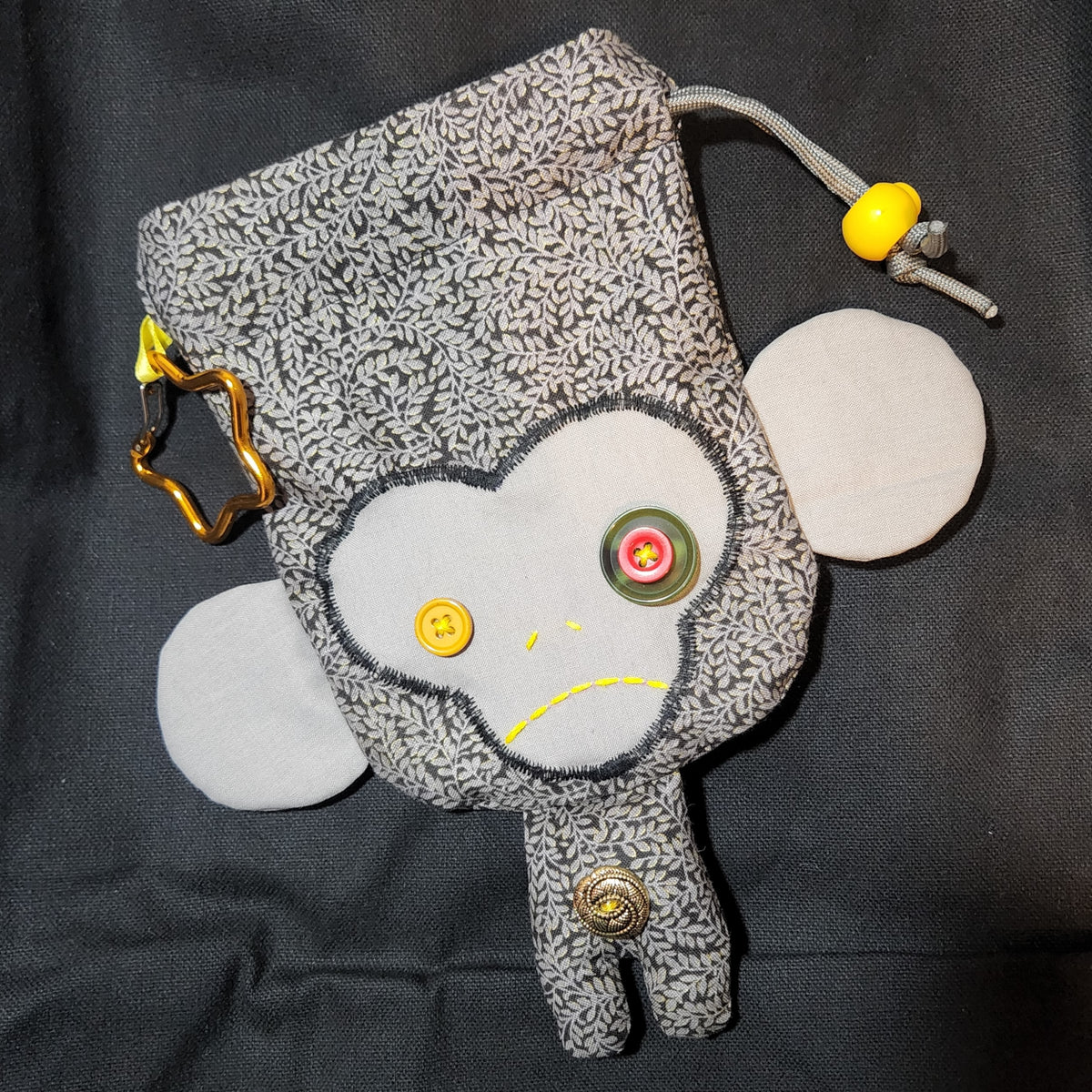 Grey Leaf Monkey Drawstring Bag