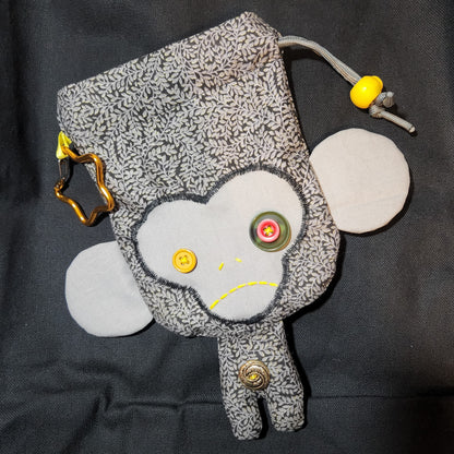 Grey Leaf Monkey Drawstring Bag
