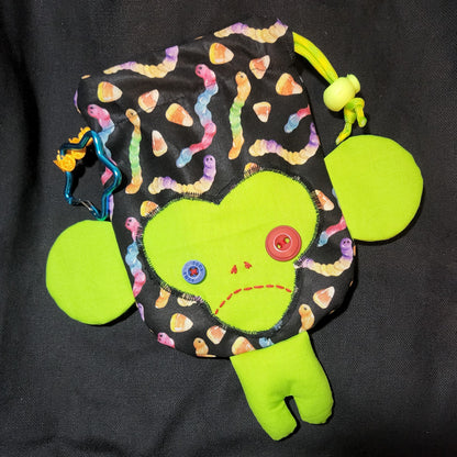 Halloween Gummy Worms Monkey Drawstring Bag