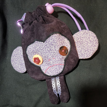 Lilac Leaf Monkey Drawstring Bag