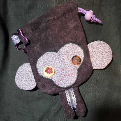 Lilac Leaf Monkey Drawstring Bag
