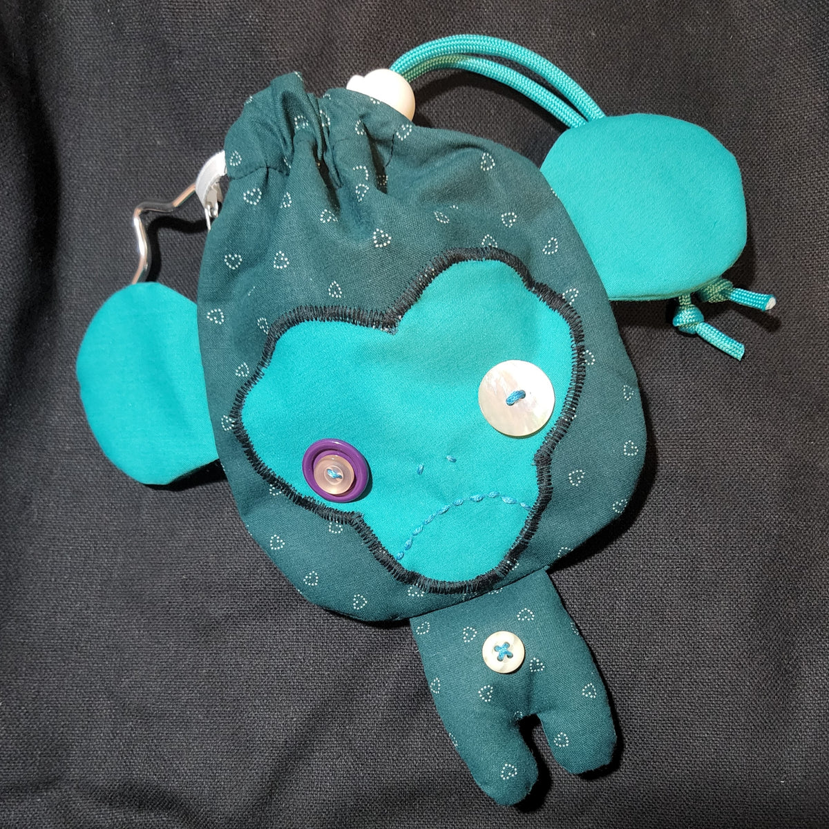 White Hearts Monkey Drawstring Bag