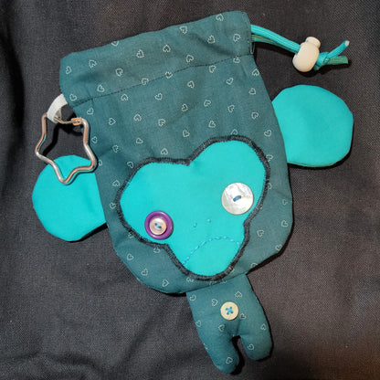 White Hearts Monkey Drawstring Bag