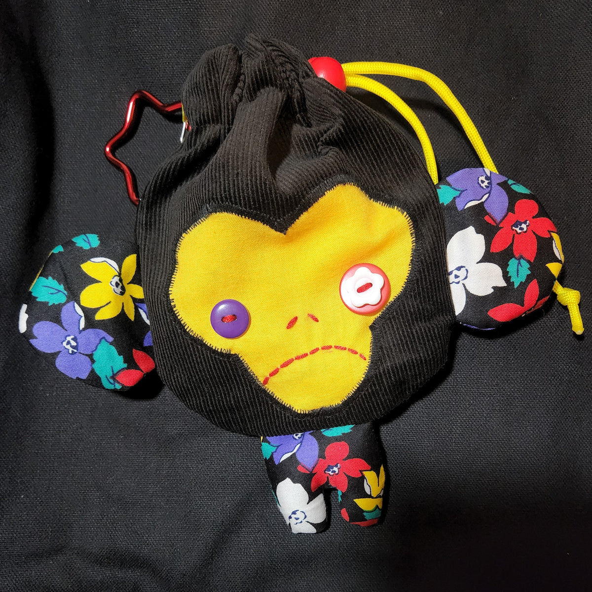 Yellow Wildflower Monkey Drawstring Bag