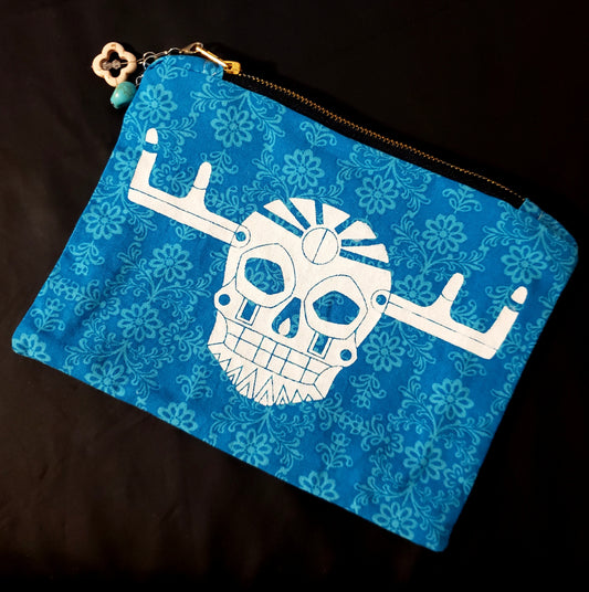 Antler Totem Skull Pouch-Blue