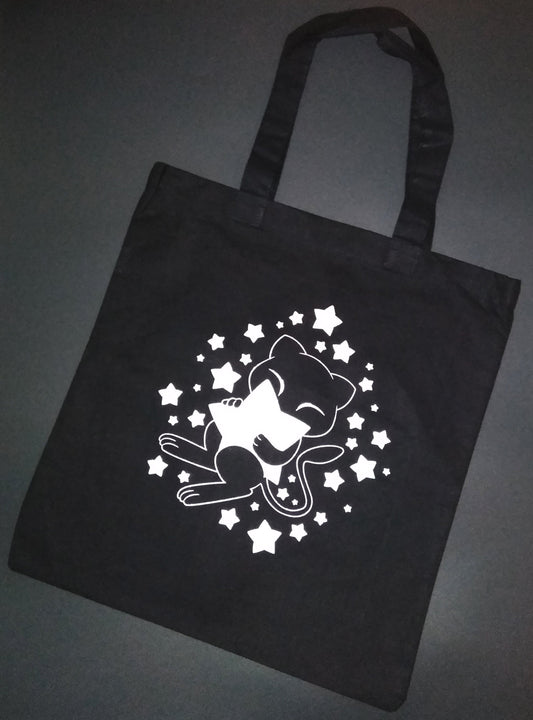 Mew Pocket Monster Tote Bag-Metallic Ink