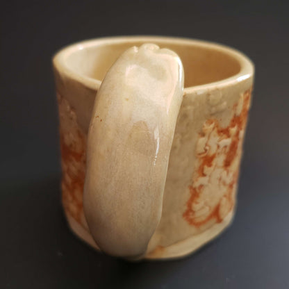 Ceramic Cat Mug w/ Paw Handle-Cream Color