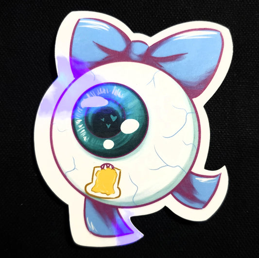 Anime Trope Toast in Mouth Eyeball Holo Sticker